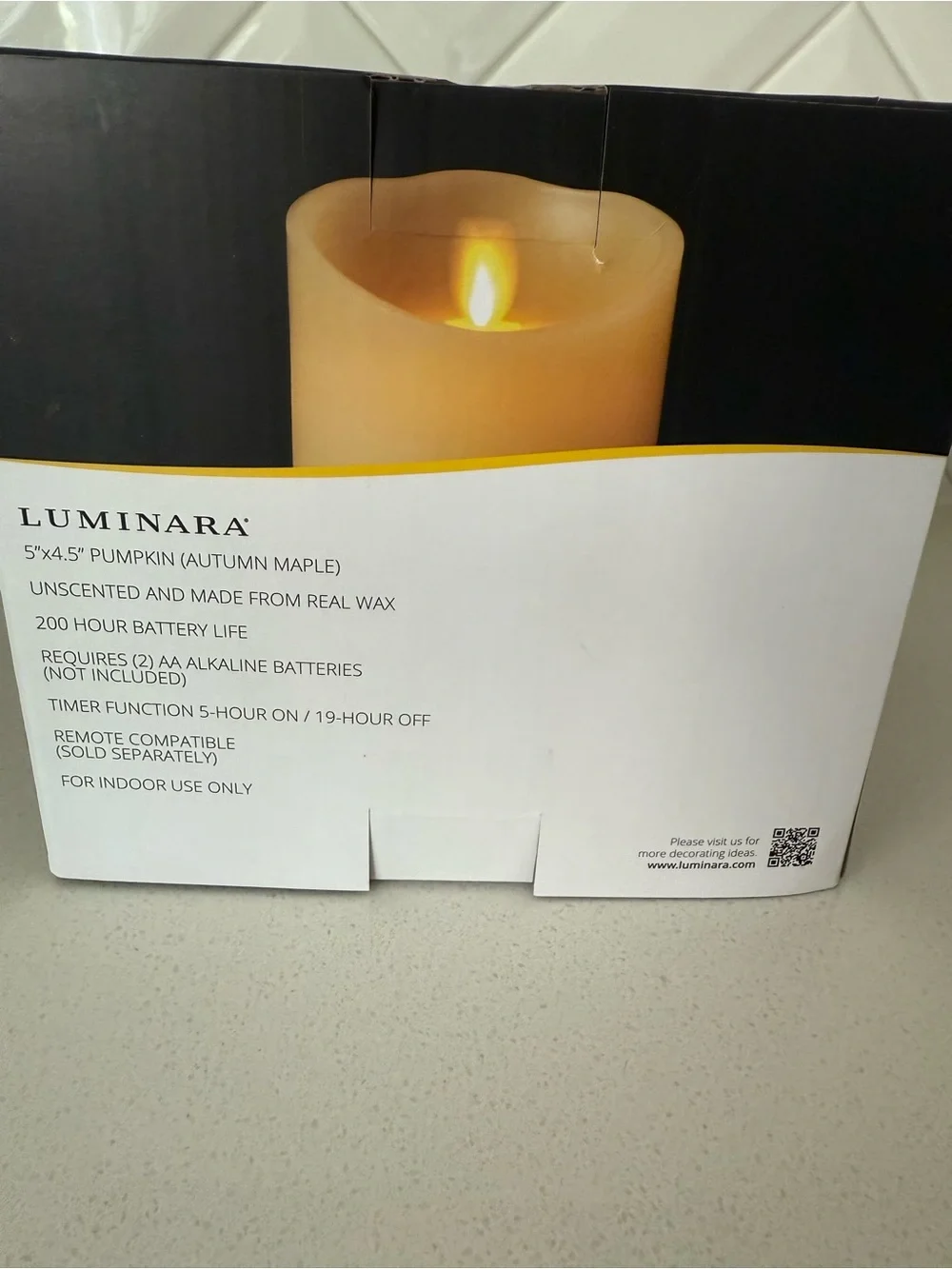 Luminara Autumn Maple Pumpkin Flameless Candle 5x4.5 NIB